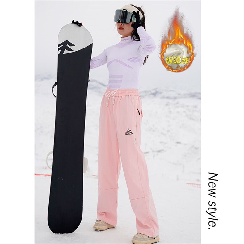 冬季大码潮单板双板登山裤男加厚银狐绒户外滑雪裤K1076J加绒-P85,男装休闲裤,电商A001-1