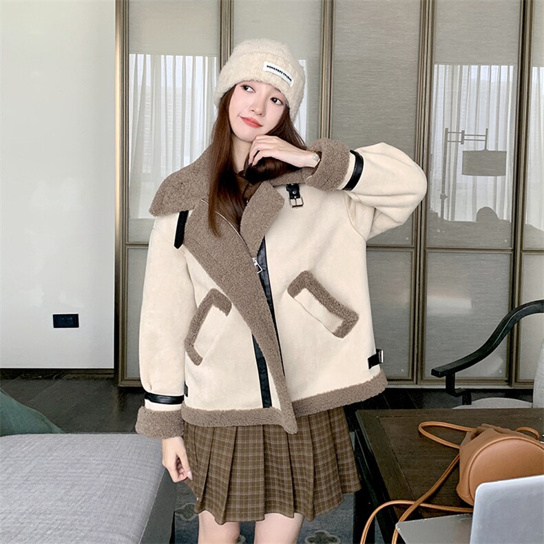 2023年冬季新款羊羔毛短外套B190-82518-P195-K296,女装羊羔毛/颗粒绒,一九零