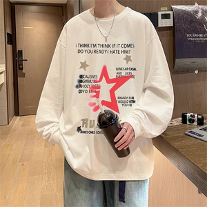 直播品质 秋冬重磅潮牌嘻哈美式印花纯棉长袖T恤打底衫CT390特P28图片