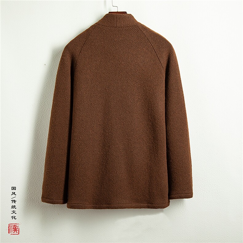 秋冬新款风男装呢料男士改良汉服斜襟加厚外套HW206P140,男装民族服装,钱塘802