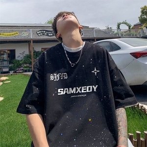 量大优供抖音视频 支持得物配合二开美式满天星亮片短袖T恤MTX337图片
