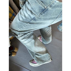 B221 美式ins高街暗黑重工艺宽松直筒牛仔裤 LK23125-P65 控88图片
