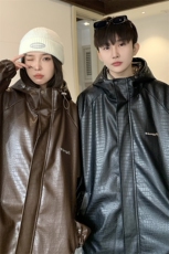 1鳄鱼纹连帽冲锋衣大码M-5XL面层：PU皮夹克男JK8744P90控128，男装夹克，星座226-2