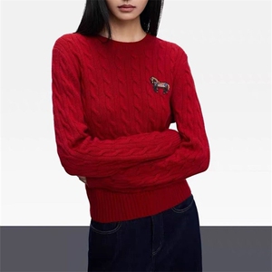 2025年秋季时尚百搭简约休闲彩虹绞花毛衣，女装针织衫/毛衣，珍珑羊绒