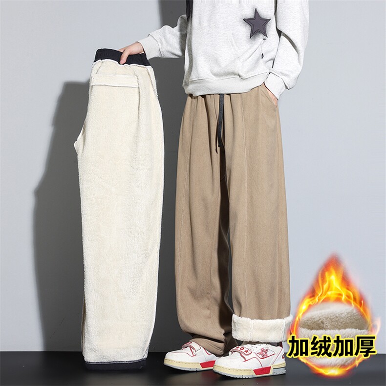 得物二开羊羔绒上新加绒加厚潮牌青少年裤子带腰带CK838加绒P48，男装卫衣，星座301B-2（原A443-1）