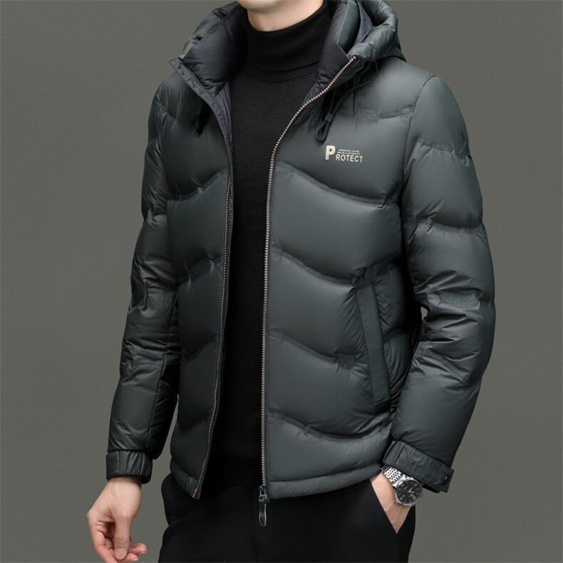 冬雪中白鸭绒连帽轻薄御寒高端潮服羽绒服防寒短款休闲时尚外套,男装羽绒服,钱塘6003（原4033）
