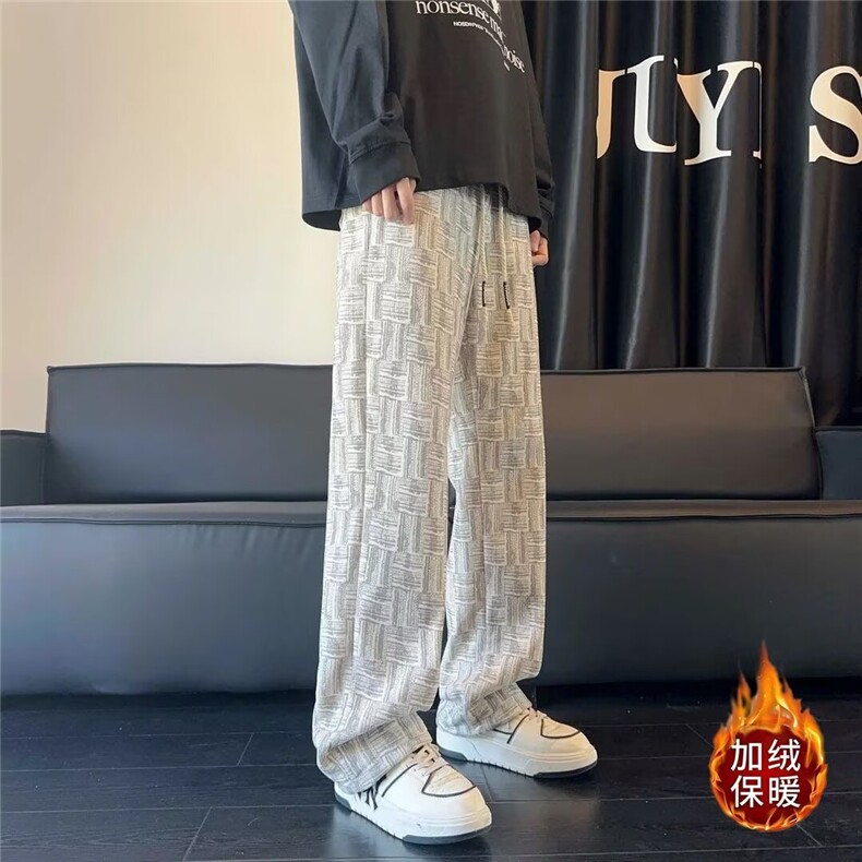 美式扎染水洗裤子男新款水墨设计感卫裤直筒宽松运动加绒长裤,男装休闲裤,星座1013-1