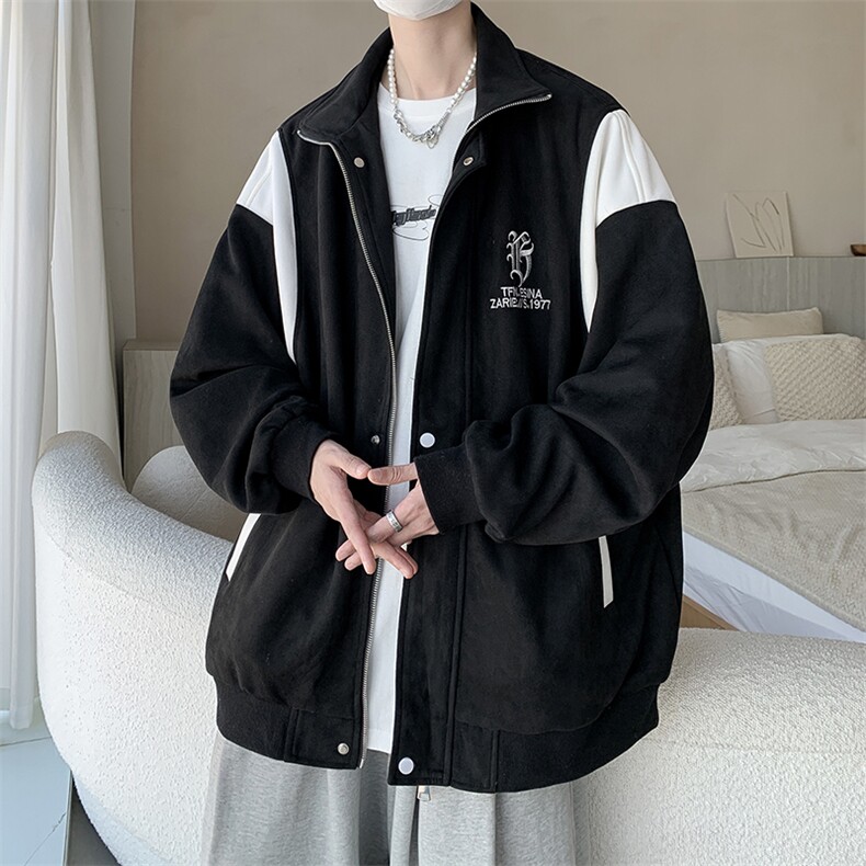 特P76控128 24/秋季重磅鹿皮绒美式刺绣翻领夹克外套JK2309图片