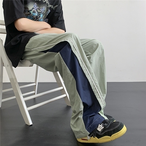 撞色网眼透气伞兵裤男夏季薄款潮流潮牌美式宽松直筒拖地工装裤子图片