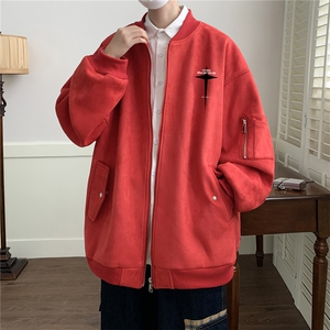 23秋款美式复古麂皮绒飞行棒球服男女夹克外套JF3275-P80控108图片