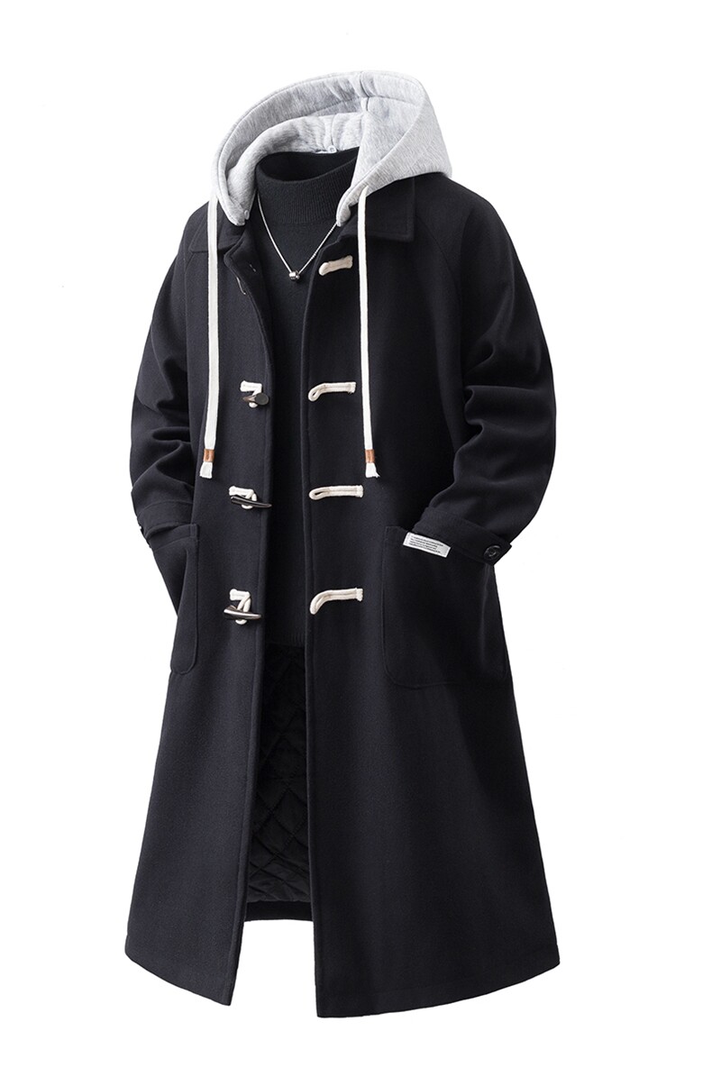 白底牛角扣加棉呢大衣可拆卸帽大码M-5XL外套男FY8716P138控188,女装短外套,星座227-7