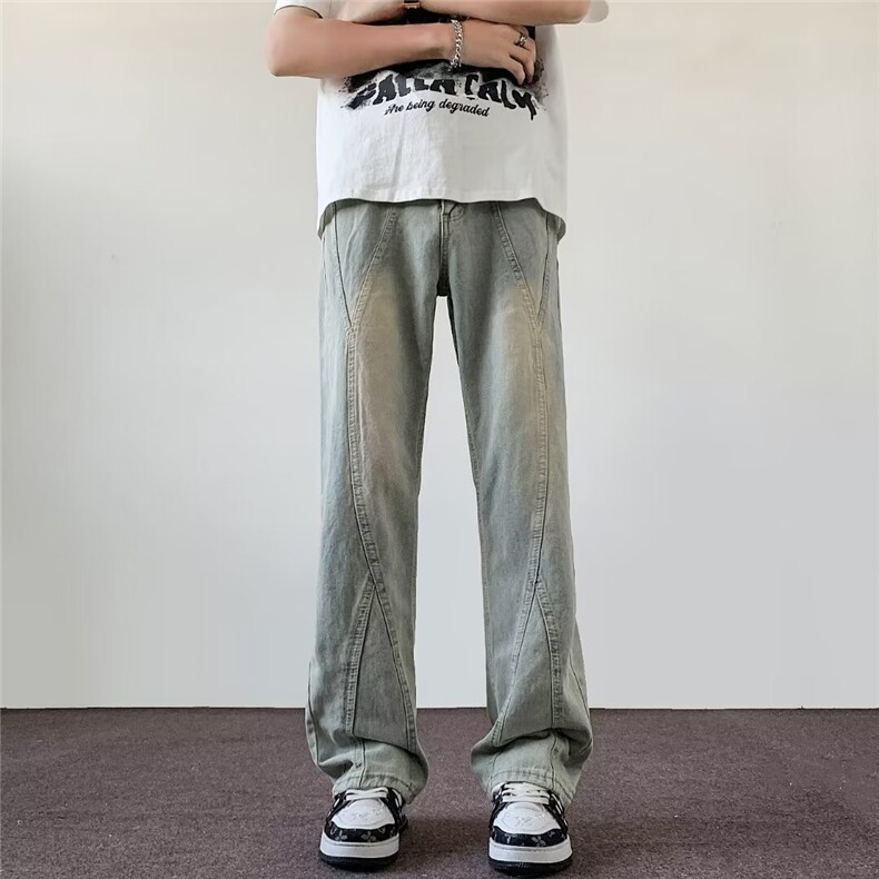 微喇牛仔裤男夏季新款美式潮牌高街vibe风修身显瘦长裤82233-p46,男装牛仔裤,星座1008-1