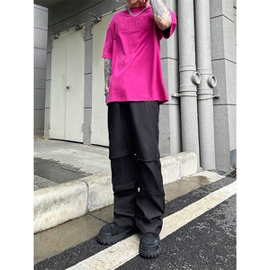 B221 美式ins街头hiphop刺绣宽松褶皱休闲裤子 LK23123-P60 控78图片