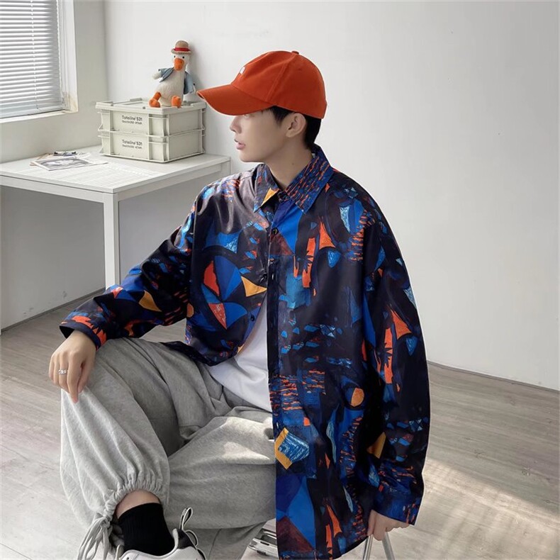 长袖宽松版衬衫男港风潮流C147P26,男装衬衫,星座1116-2