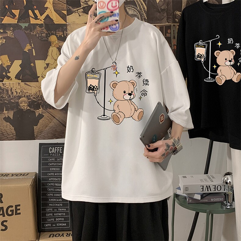 Q11194-P30 春夏季七分袖t恤男大码五分袖男短袖中袖图片
