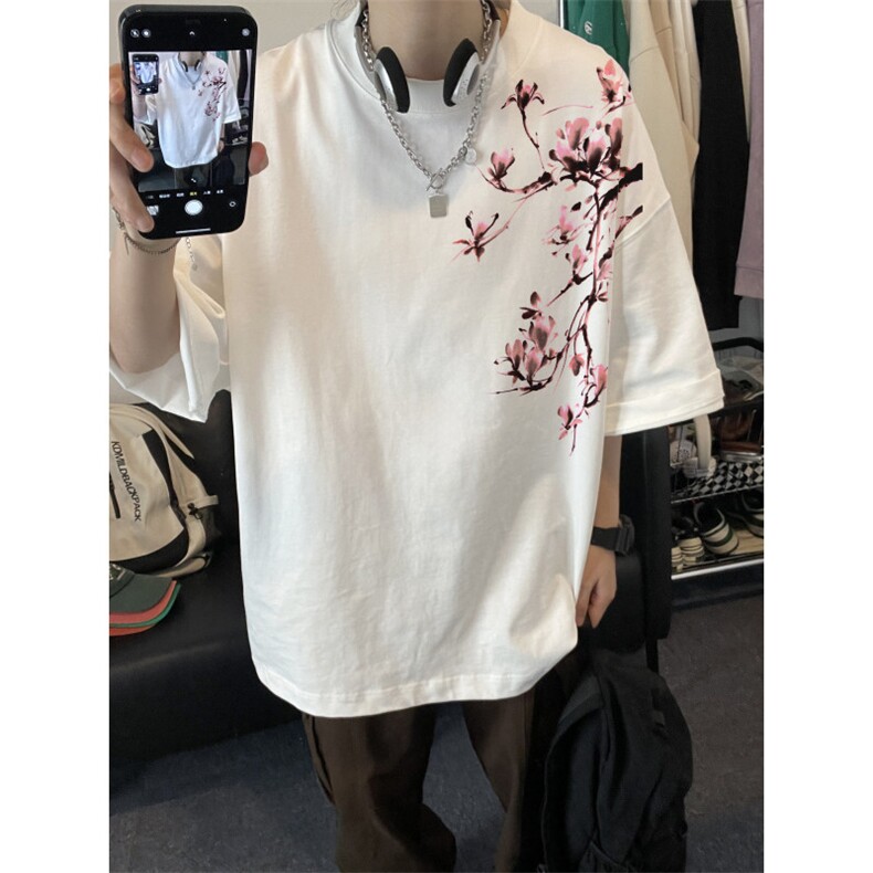 抖音品质直播得物风新中式印花短袖T恤dcm296-特批20控38图片