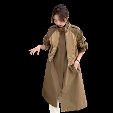 2022秋新款假两件加长风衣251-605-P185-K248，女装风衣，浙宝189