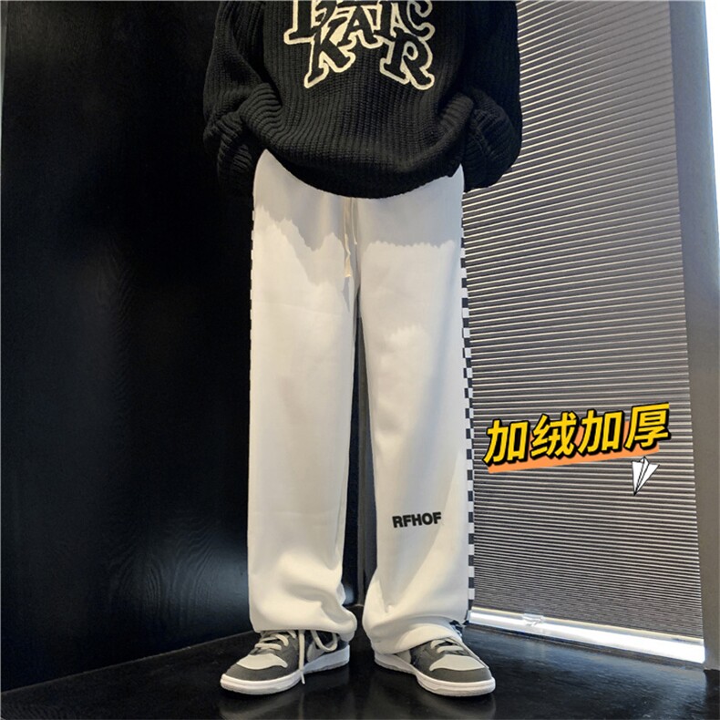 大码S-3XL侧边棋盘格加厚高街秋冬街头男休闲长卫裤CK1771-P32,男装休闲裤,星座512-2