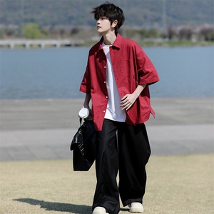 8XL-M亚麻短袖衬衫男夏薄款宽松休闲百搭大码半袖衬衣DC28002P50图片