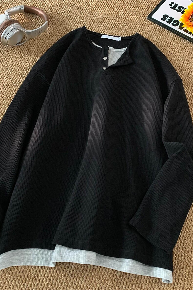 特批-港风24秋装宽松假两件双层领打底衫男士秋季长袖T恤S330-P38,男装T恤,电商A233-1