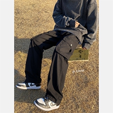 美式高街工装宽松直筒垂感阔腿裤棉715-6-BX20P65(控88），男装休闲裤，星座715-6