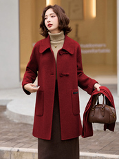 2025秋冬新款羊毛呢外套品牌女装宽松气质双面呢大衣中长，女装双面呢大衣，衣之秀
