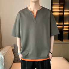 短袖男体恤店主风夏季休闲百搭纯色V领T恤男上衣TC3134-P30控50，男装T恤，星座717