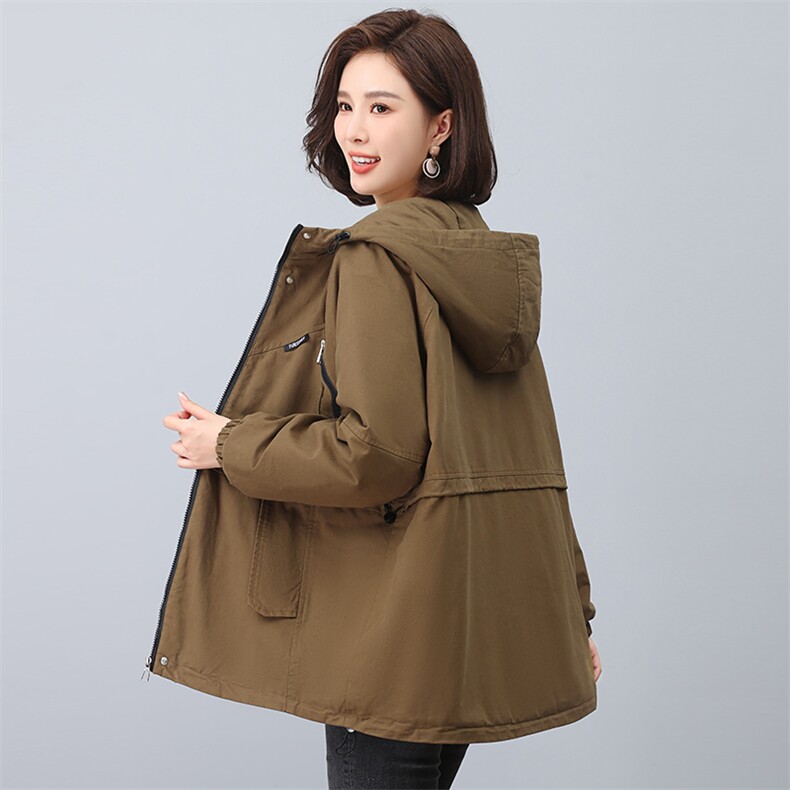 2023年冬季时尚潮流中长款休闲加绒加厚派克服,女装派克服,独衣靓
