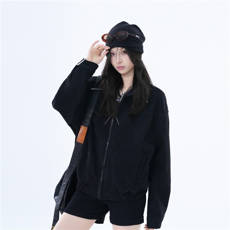 W10685-P73网图现货美式复古翻领灯芯绒外套宽松保暖加厚夹克,男装夹克,星座1608