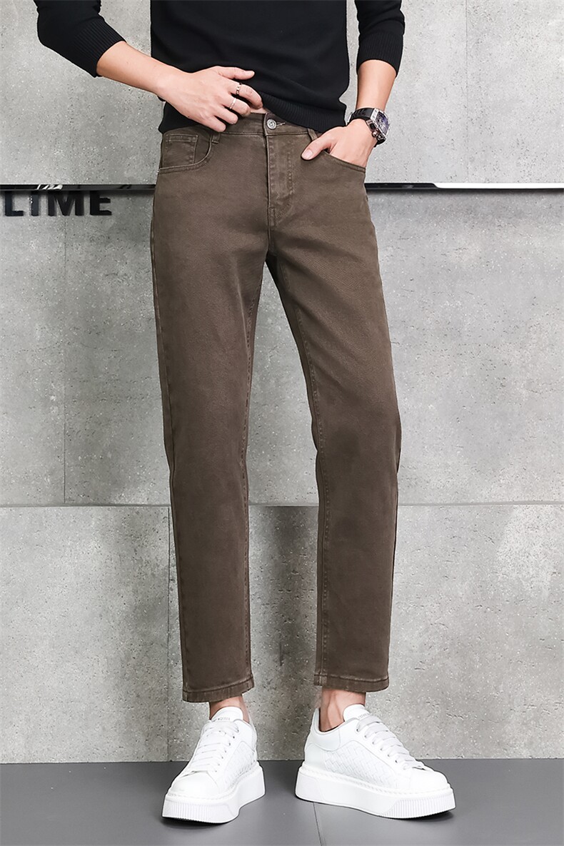 秋冬男士九分裤修身小脚2025弹力休闲裤子纯色裤子D9910-P45特,男装休闲裤,星座509