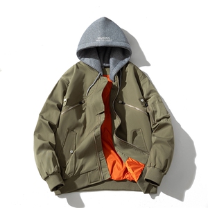 现货 2色秋冬带帽可拆卸飞行服外套棉服夹克图片