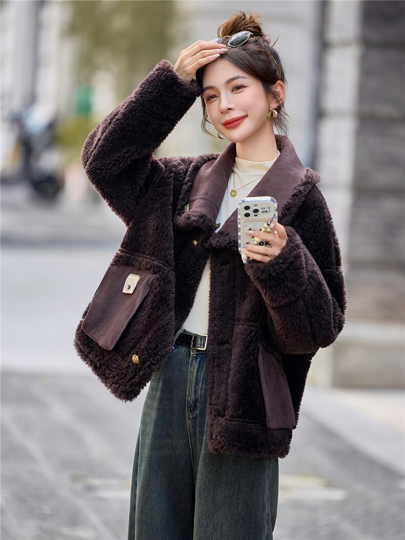 2025冬季新款~~双面穿皮毛一体,女装棉衣/棉服,意芙