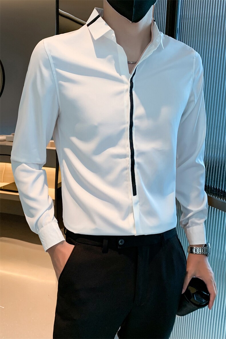 B216CS34P452025秋装新款男士长袖衬衫韩版修身社会小伙风,男装衬衫,电商B216（原B302）