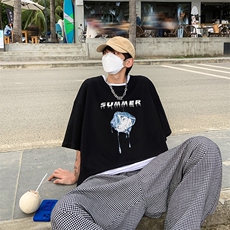 B239-1273-P28港风魔方水滴创意印花夏季重磅落肩袖短袖t恤，男装T恤，星座514-2(原B239)