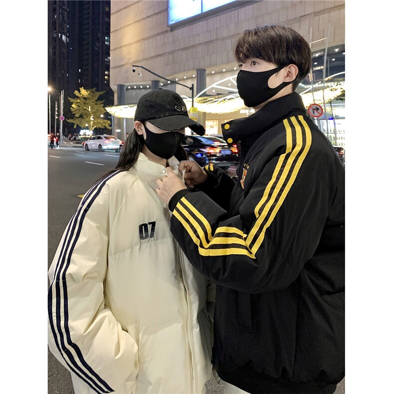 情侣冬装港风织带棉服刺绣logo棉衣休闲加厚外套男G1105P118,男装棉衣,电商A339