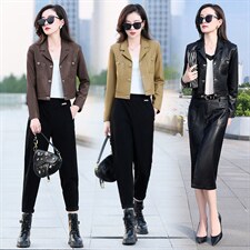 2025年春季新款时尚潮流水洗皮小外套，女装皮衣，臻衣坊