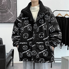 冬季加绒加厚棉服羊羔绒开衫双面穿青少年外套男MY101P95，男装棉衣，电商A086