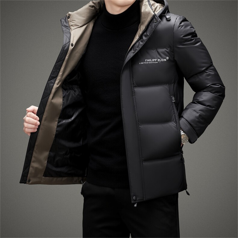 90绒中青年可脱帽羽绒服外套男2024冬新款加厚短款面包羽绒服夹克,男装羽绒服,钱塘723