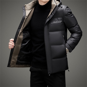 90绒中青年可脱帽羽绒服外套男2024冬新款加厚短款面包羽绒服夹克图片