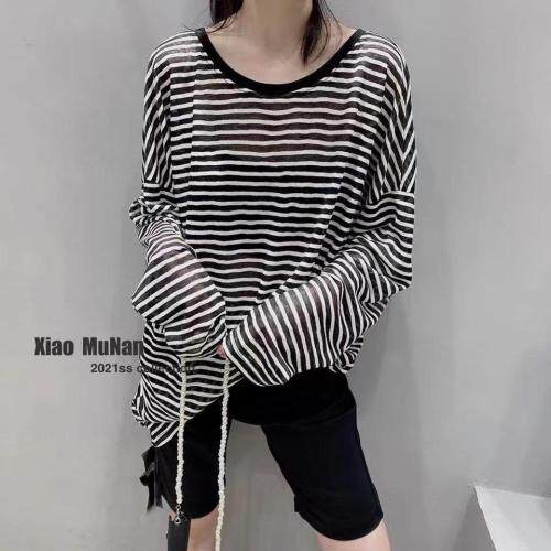 韩版条纹防晒，女装，Tπ