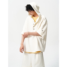 8XL-M高品质莫代尔空气层套装连帽短袖男上衣五分裤两件套TZ110，男装休闲套装，电商D206-1