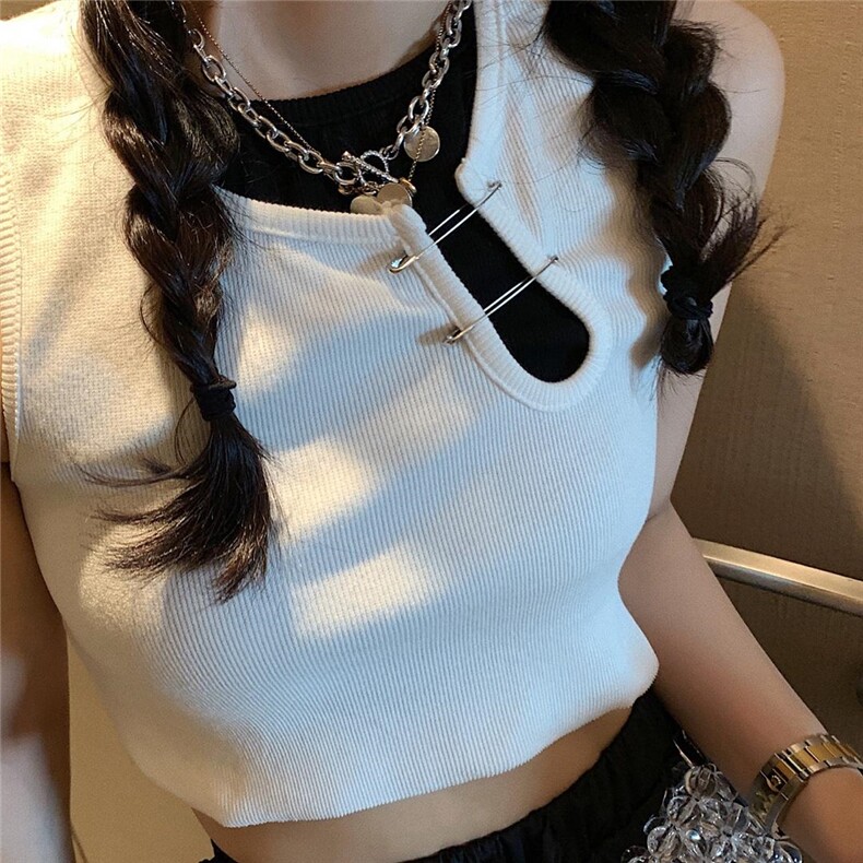 别针背心，女装背心吊带，XTZ style