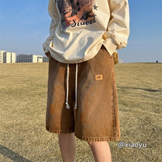 大码牛仔短裤男夏季薄款美式高街阔腿中裤2025潮牌休闲宽松五分裤，男装牛仔裤，星座512A（原616）