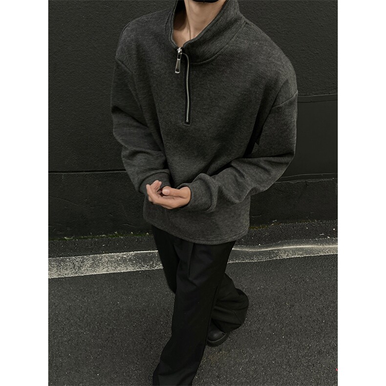 DD1015-P45加绒P50糯米面料叠穿搭配好衣长袖T恤男内搭卫衣,男装T恤,电商A059