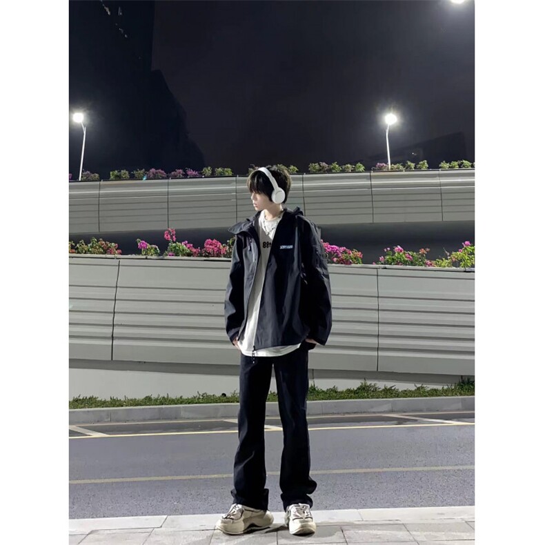 美式高街vibe裤子男黑色修身牛仔裤高腰直筒微喇长裤KZ7028-P40,男装牛仔裤,星座1007（原301D）
