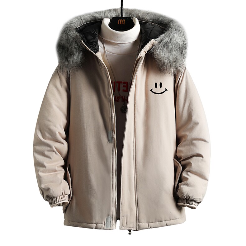 MM48204-P130冬季大毛领棉衣男士大码加厚棉袄男棉服网格,男装棉衣,电商A040A