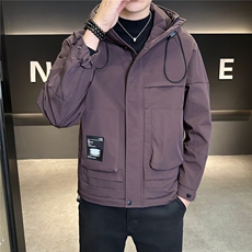 2025秋冬新款二棉加棉夹克连帽工装冲风衣男士外套棉服，男装风衣，星座414（原B263）
