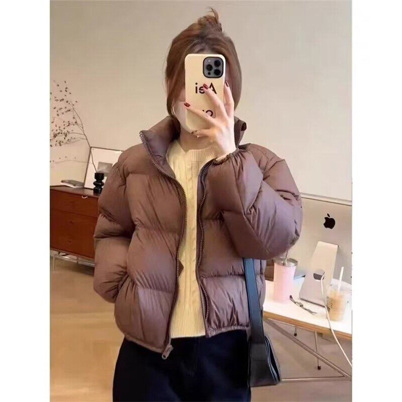 黑色立领短款羽绒棉服女冬季大码韩系高级百搭加厚面包服外套,男装棉衣,星座506A