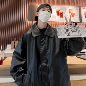 皮衣外套男秋季美式潮牌痞帅机车皮夹克  CJ60 P65图片