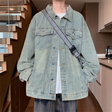 美式复古牛仔外套男高级感痞帅衣服款潮流宽松百搭夹克JK1049-P70，男装夹克，星座1103-3
